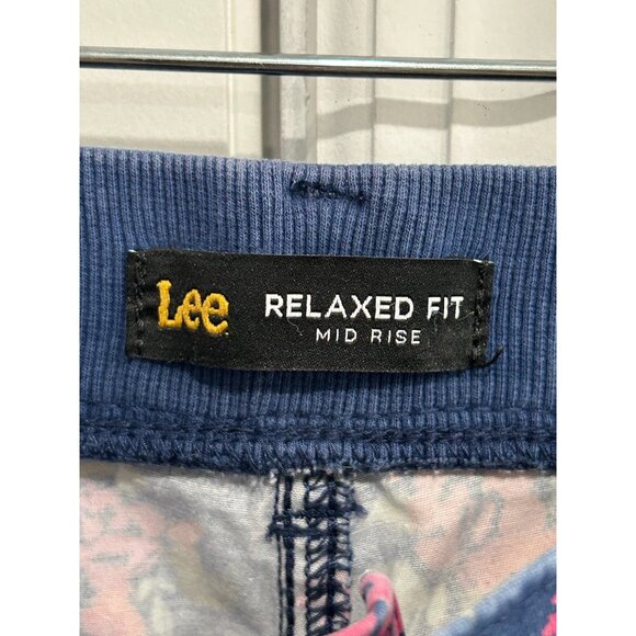 Lee Womens Relaxed Fit Mid Rise Floral Navy Capri Pants Sz M - Picture 5 of 10
